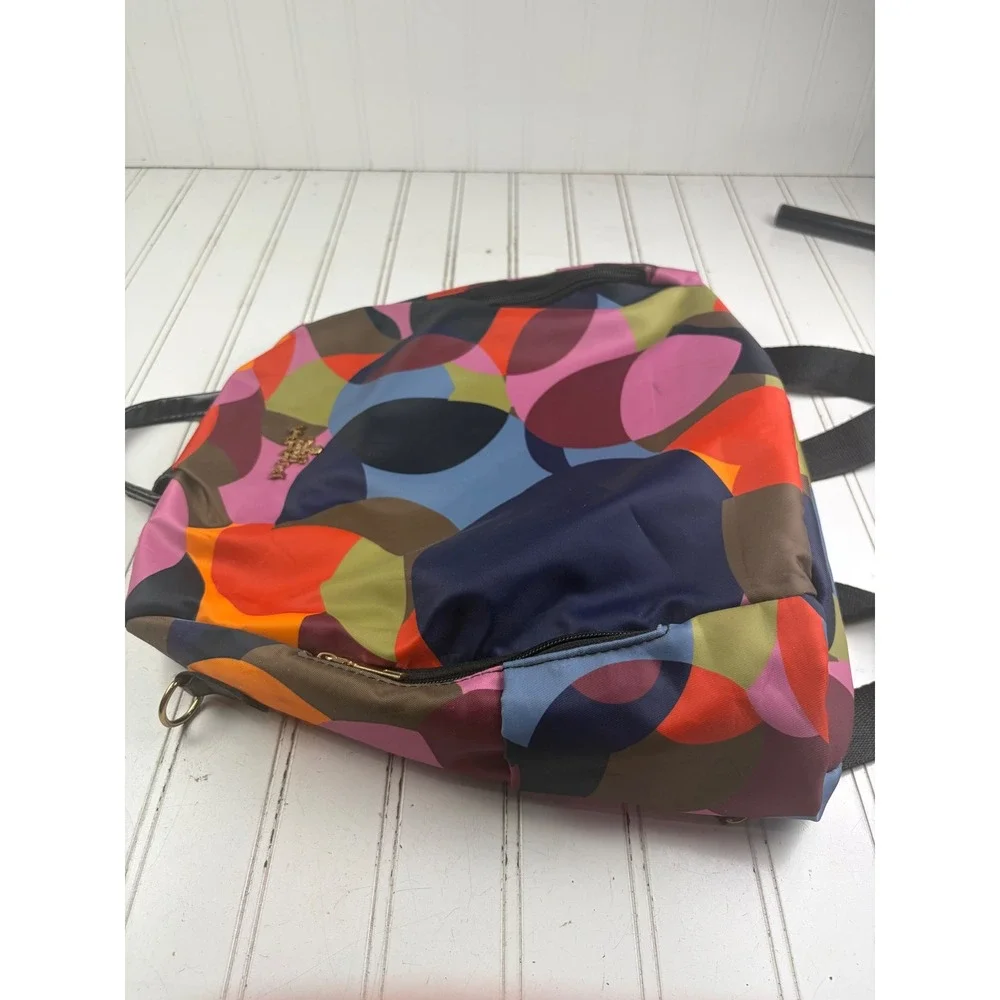 POABA Vintage Geometric Multicolor Print Nylon Anti-Theft Travel Backpack Bag